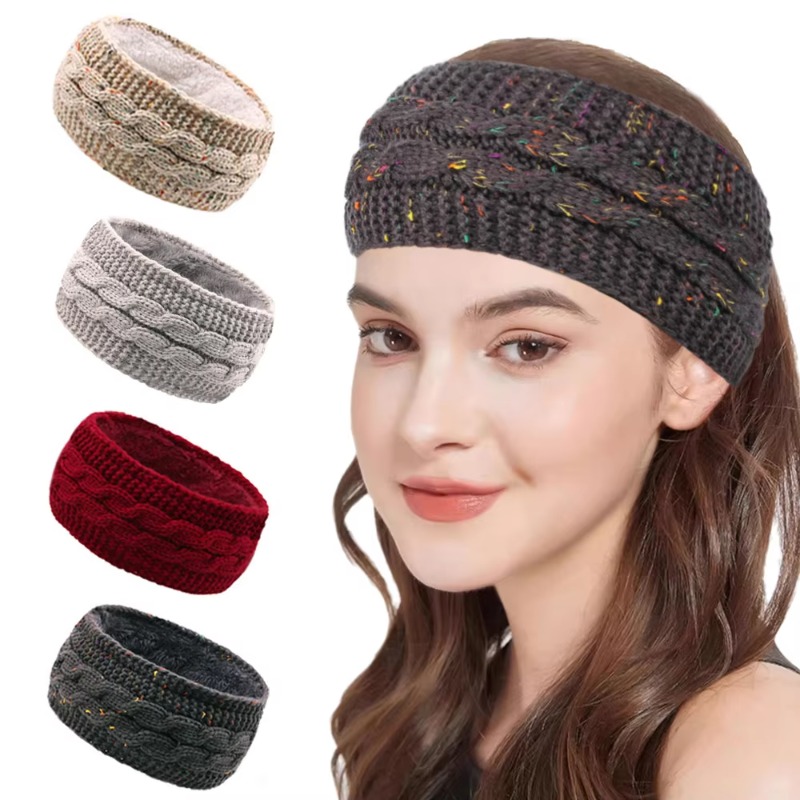 Fleece Ear Warmer Band - Dames winter dikke gebreide hoofdband, trendy